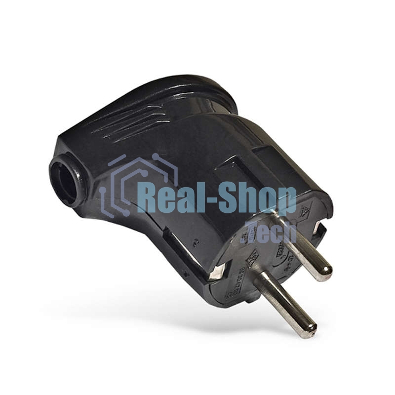 Вилка электрич. с заземл. угл. черный 16А 250В (еврослот) UNIVersal А0105