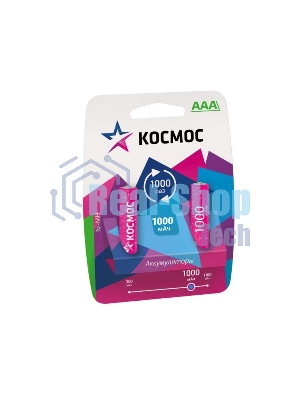 Аккумулятор Космос KOCR03NIMH(1000MAH)R03 NiMn 1000мА·ч BP-2 (блист.2шт.) ЦЕНА ЗА 1 шт