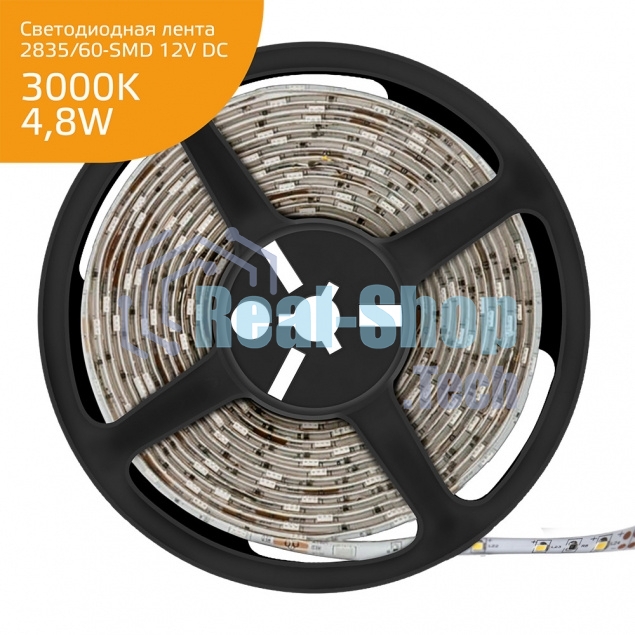 Лента светодиодная Gauss Elementary 2835 -SMD 4.8W 12V DC теплый белый IP66 (ZIP bag 5m)