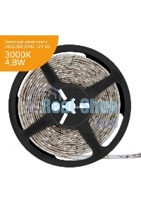Лента светодиодная Gauss Elementary 2835 -SMD 4.8W 12V DC теплый белый IP66 (ZIP bag 5m)