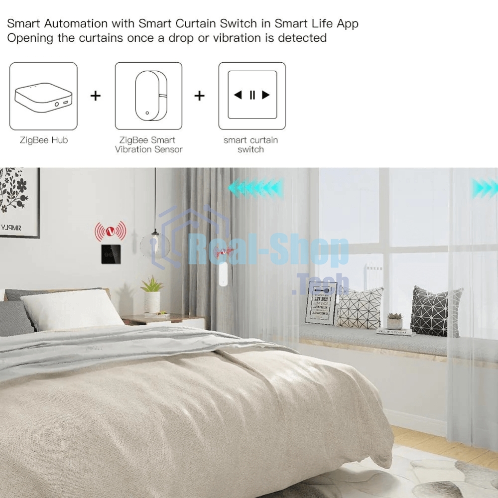 Датчик вибрации MOES Vibration Sensor ZSS-Z-VBR, Zigbee, AAA 2шт х 1.5 V