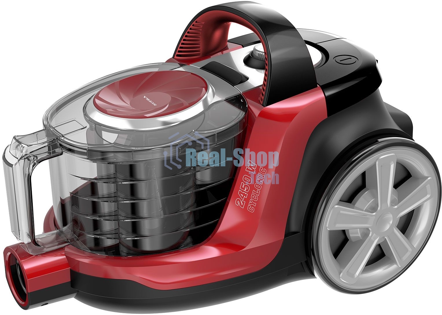 Пылесос SUPRA VCS-2460 красный/черный, 420/2450 Вт, уборка сухая, пылесборник контейнер 3.5 л