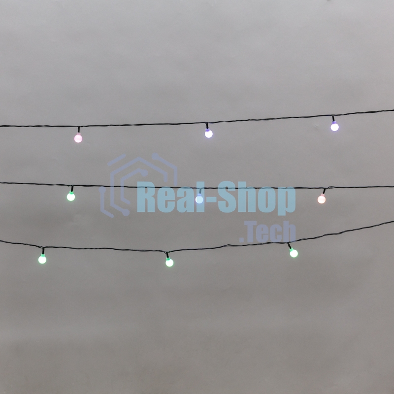 Гирлянда светодиодная Neon-night Шарики 5м, 20 LED, IP20, зеленый провод, свечение мульти (RG/RB), мигание, 230В