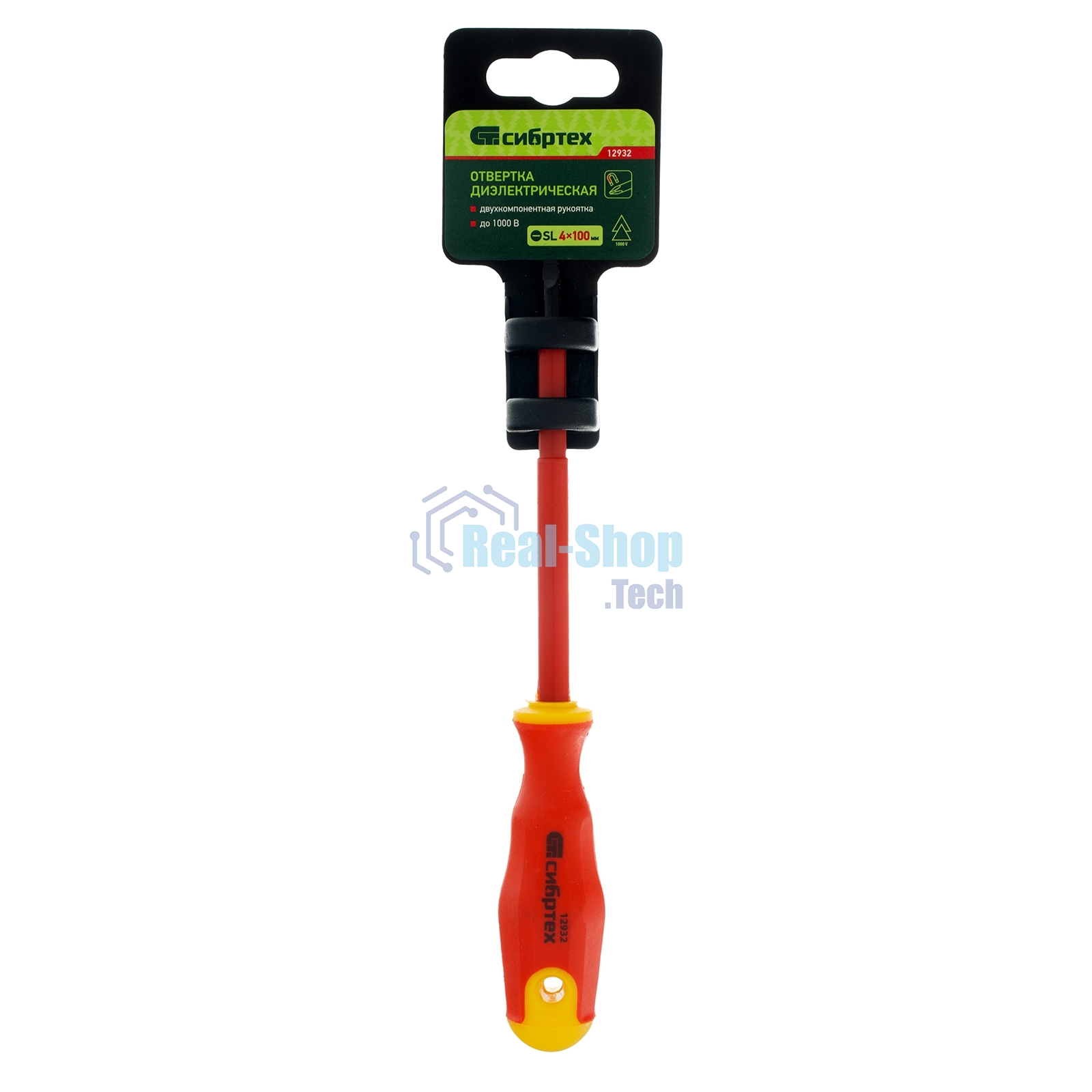 Отвертка Сибртех диэлектрическая sl4х100мм crv до 1000в двухкомпонентная рукоятка
