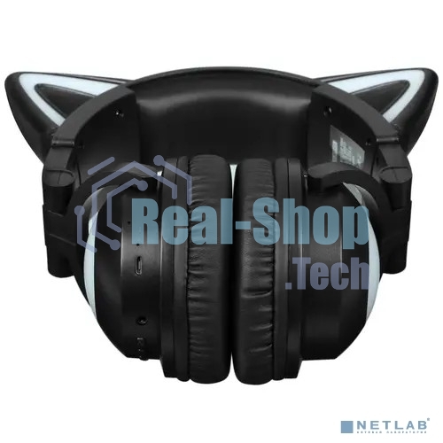 Беспроводные/проводные наушники Party Cat mini BT 0052 черно-желтый, накладные, Bluetooth + проводной, кошачьи ушки, до 10 ч