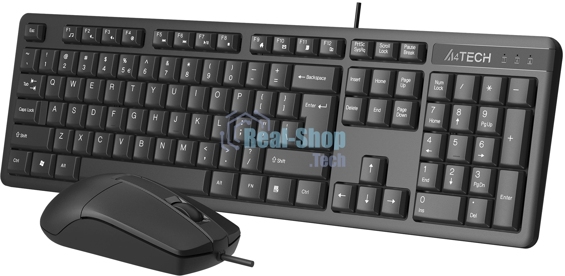 Комплект клавиатура+мышь A4Tech KR-3330 проводной, USB, 1200 DPI, чёрный