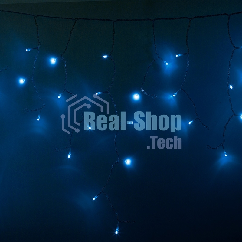 Гирлянда Neon-night Айсикл (бахрома) светодиодный, 2,4 х 0,6 м, прозрачный провод, 230 В, диоды синие, 88 LED