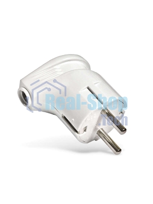 Вилка электрич. с заземл. угл. бел. 16А 250В (еврослот) UNIVersal А105