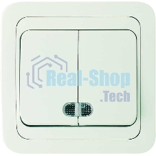 Выключатель двухклавишный Makel СП Mimoza 10А IP20 с подсветкой белый/белый