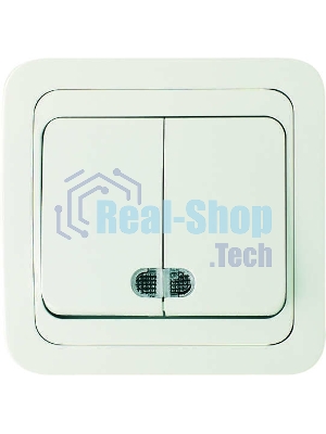 Выключатель двухклавишный Makel СП Mimoza 10А IP20 с подсветкой белый/белый