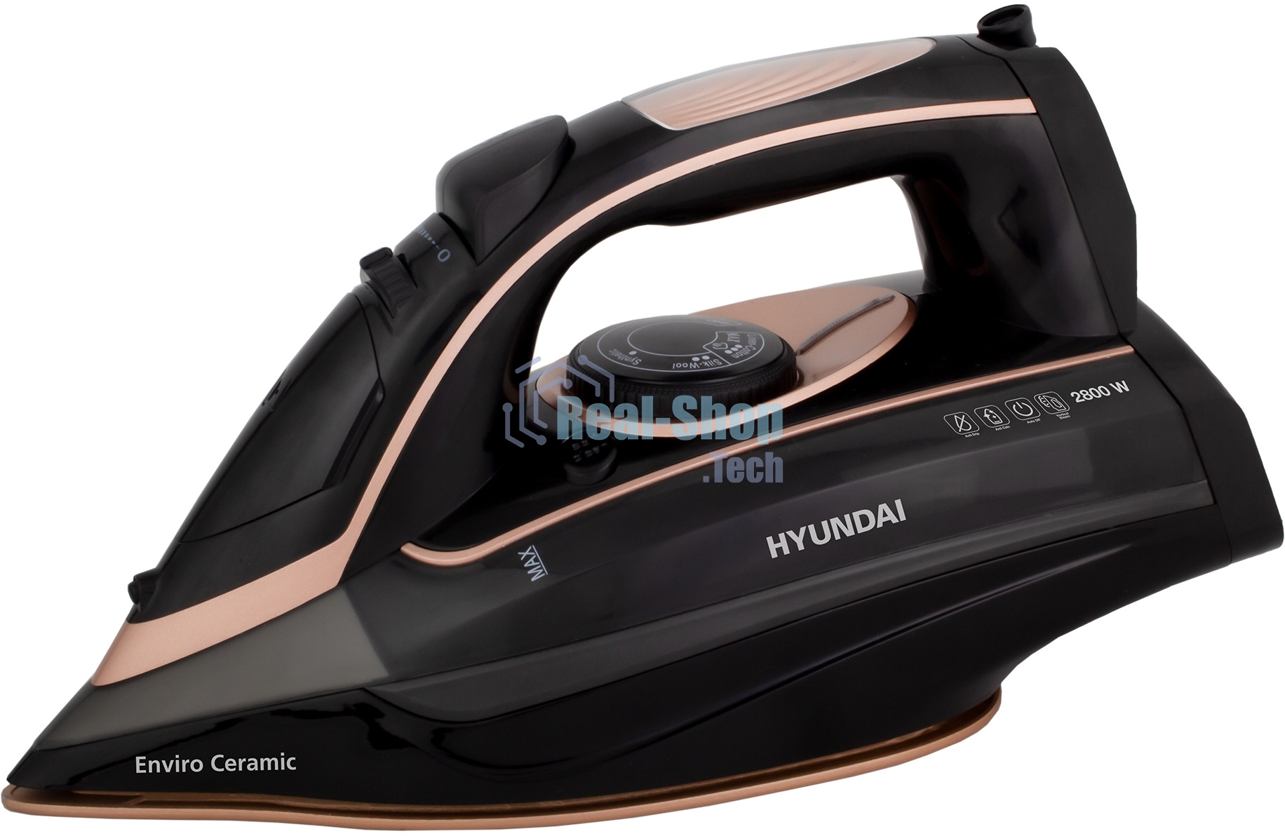 Утюг Hyundai H-SI01338 черный/золотистый, 2800 Вт, 25 г/мин, 200 г/мин, 420 мл