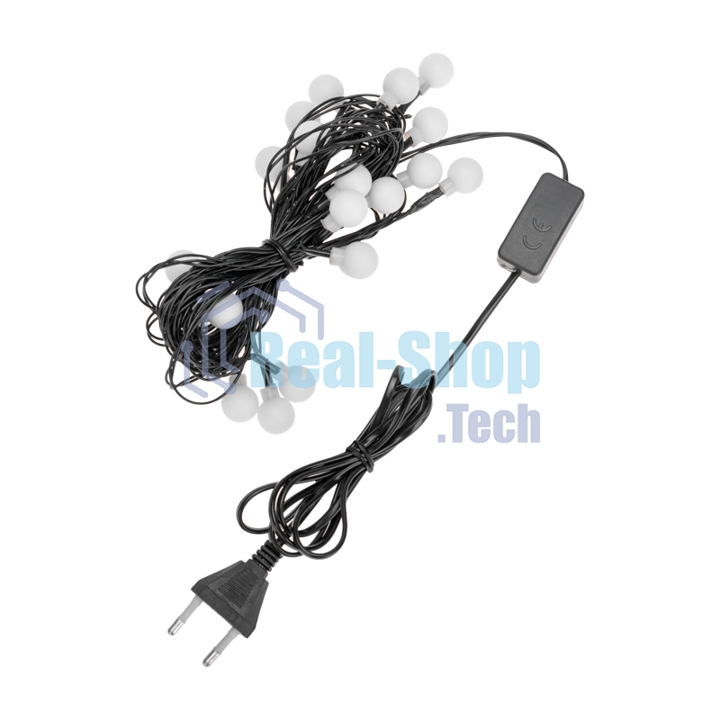 Гирлянда светодиодная Neon-night Шарики 5м, 20 LED, IP20, зеленый провод, свечение мульти (RG/RB), мигание, 230В