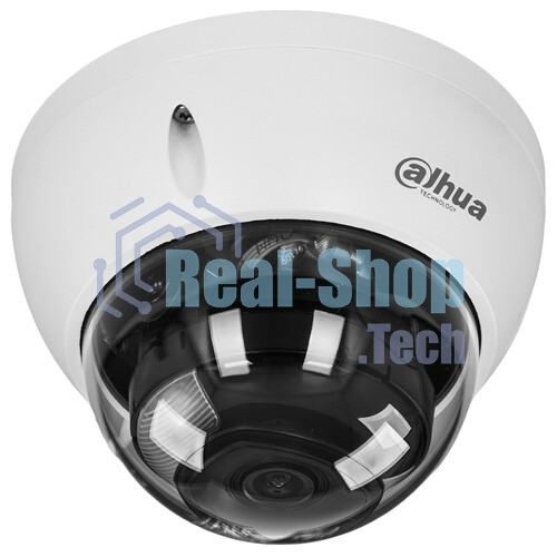 Уличная купольная IP-видеокамера Dahua DH-IPC-HDBW2449EP-S-IL-0280B Smart Dual Light с ИИ 4Мп, 1/2.9” CMOS, объектив 2.8мм, видеоаналитика, ИК до 30м, LED до 30м, IP67, корпус: металл