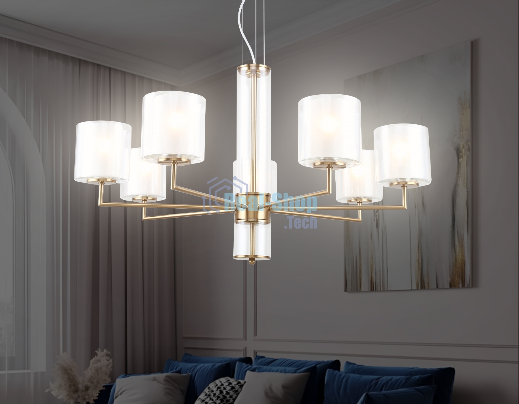 Люстра Ambrella light LH56013/7 BS/FR латунь/белый матовый E14*7 max 40W D790*1260