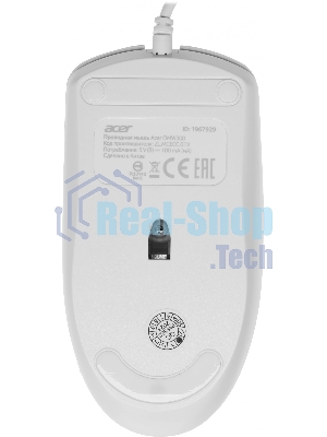 Мышь проводная Acer OMW300 белый, 1200 dpi, USB, кнопки - 3