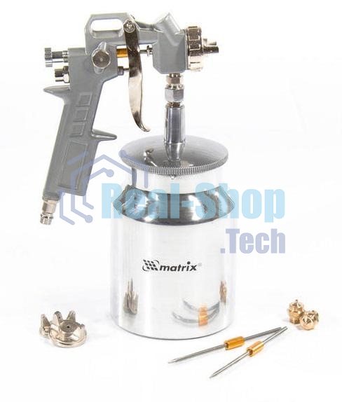 Краскопульт пневматический Matrix с нижним бачком v=10k + сопладиаметром 1.2 1.5 и 1.8мм