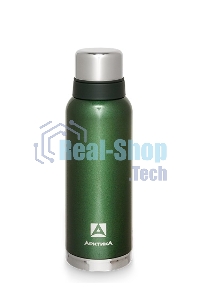Термос Арктика 106-1200 зеленый, узкое горло 1,2 л, американский дизайн, антивандальное покрытие, две чашки, холод/тепло 32 ч