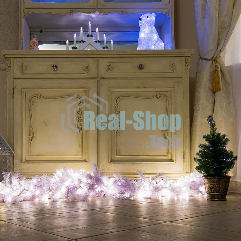 Белоснежный еловый шлейф Neon-night 2,7м