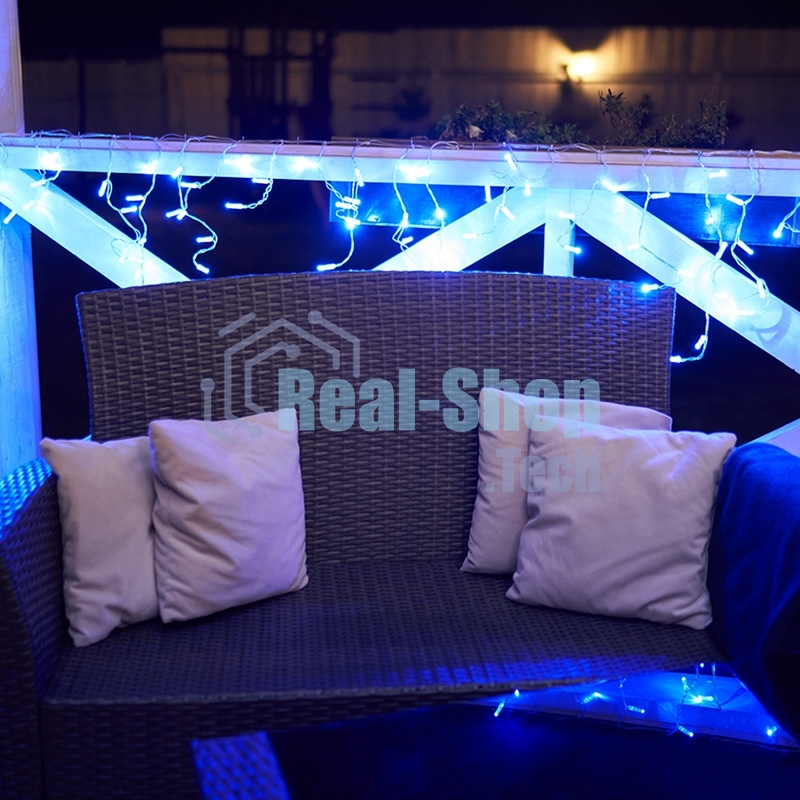 Гирлянда Neon-night Айсикл (бахрома) светодиодный, 2,4 х 0,6 м, прозрачный провод, 230 В, диоды синие, 88 LED