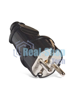 Вилка электрич. с заземл. прям. черный 16А 250В (еврослот) UNIVersal А1010