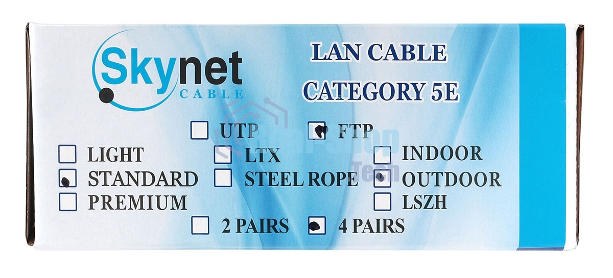 Кабель SkyNet Standart FTP outdoor 4x2x0,48, медный, FLUKE TEST, кат.5e, однож., 100 м, box, черный