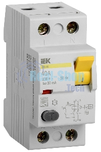 Выключатель дифференциального тока (УЗО) 2п 40А 30мА тип AC ВД1-63 ИЭК MDV10-2-040-030