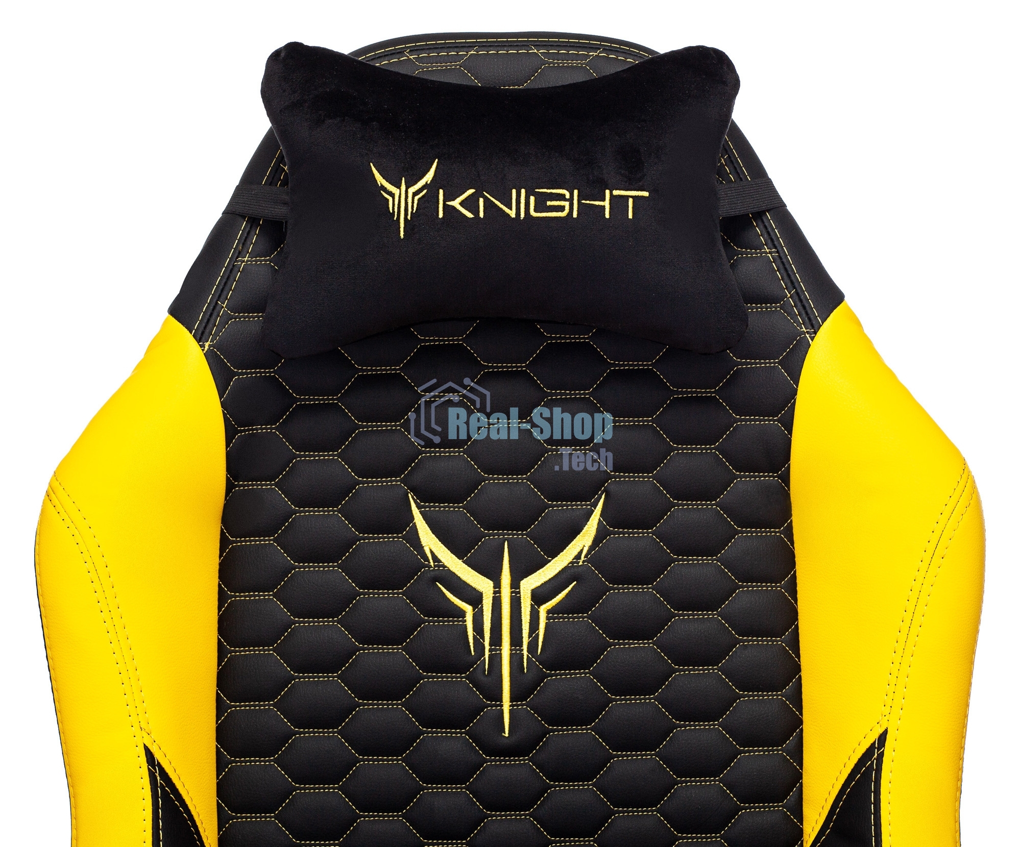 Кресло Knight Neon черный/желтый, экокожа, 120 кг, механизм качания