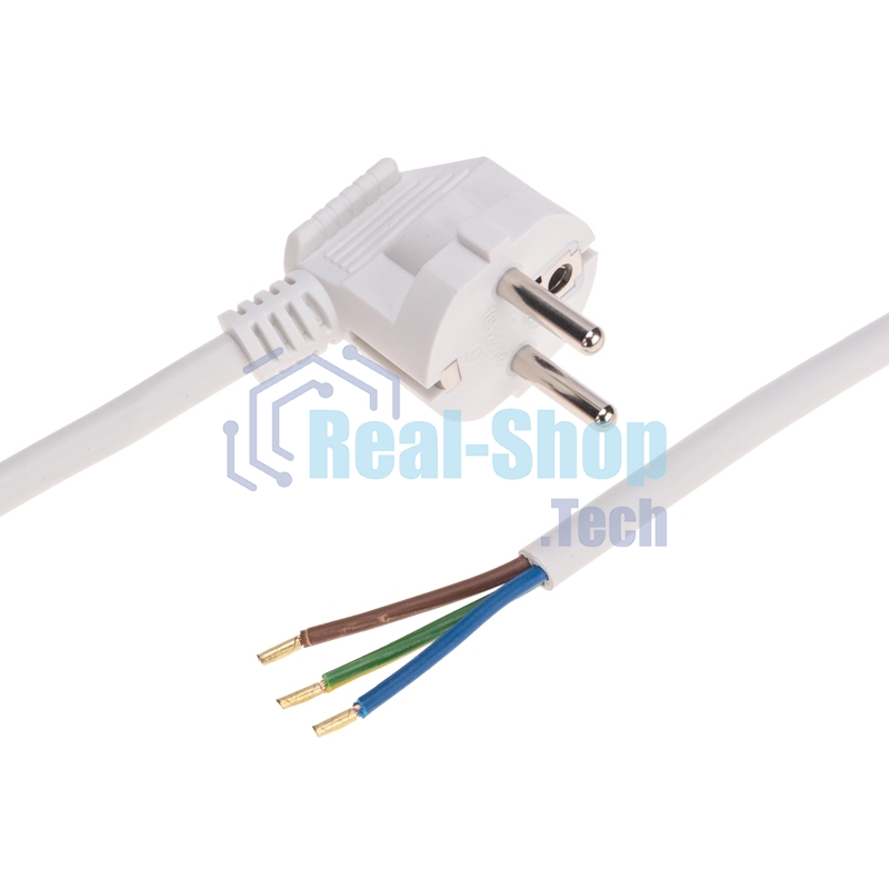 Шнур электрический с вилкой Rexant ПВС 3х1,5 мм², 5м белый