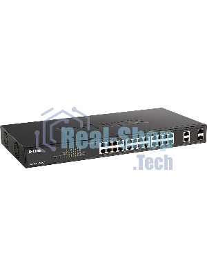 Коммутатор настраиваемый L2 D-Link DGS-1100-26MPV2/A3A с 24 портами 10/100/1000Base-T и 2 комбо-портами 1000Base-T/SFP (24 порта PoE 802.3af/at, PoE-бюджет 370 Вт)