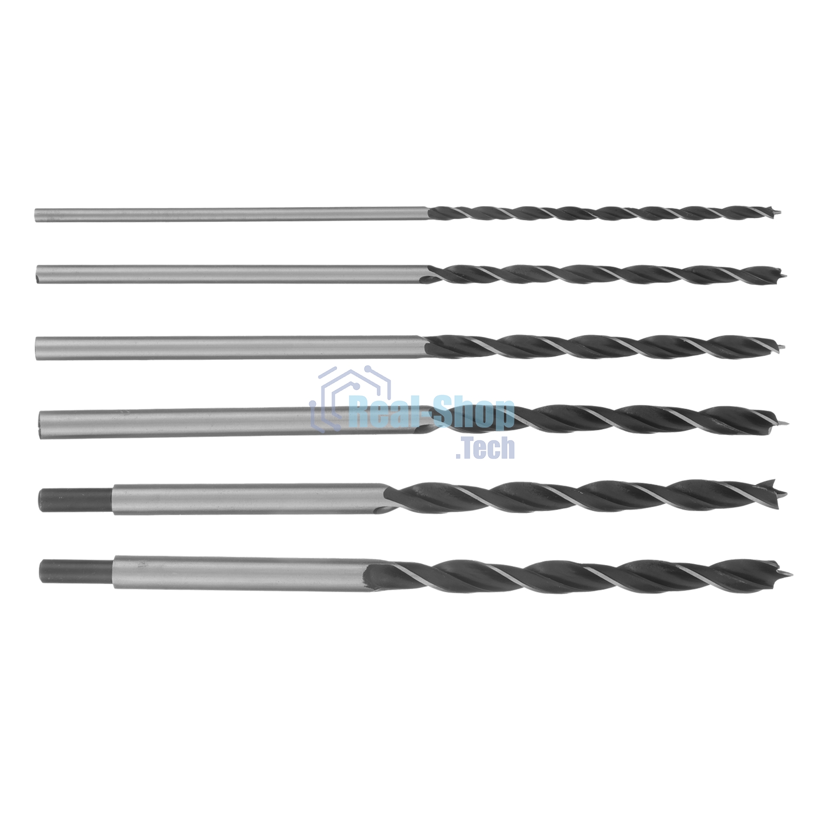 Набор сверл по дереву Sparta 6-8-10-12-13-14 мм, L 300 мм, 6 шт., цилиндрический хвостовик