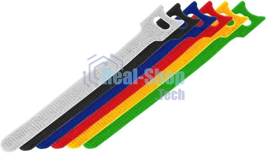 Набор хомутов-стяжек многоразовых на липучке Rexant 310х16 мм, цветная, упаковка 12 шт.