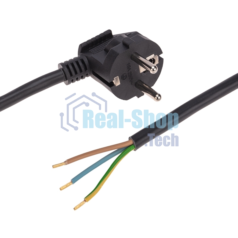 Шнур электрический с вилкой Rexant ПВС 3х1,5 мм², 2м черный