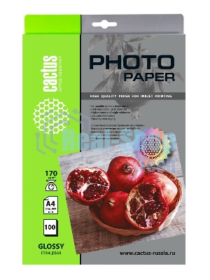 Фотобумага Cactus CS-GA4170100 A4/170г/м2/100л./белый глянцевое для струйной печати