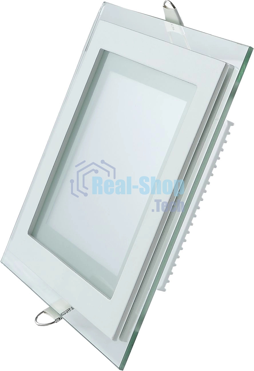 Светильник Glass кв 12W 900lm 3000K 220-240V IP20 монт Ø118х118 160x160x30 с дек стек LED