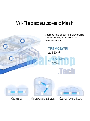 Бесшовный Mesh роутер Mercusys Halo H60X(2-pack) AX1500 10/100/1000BASE-TX белый (упак.:2шт)