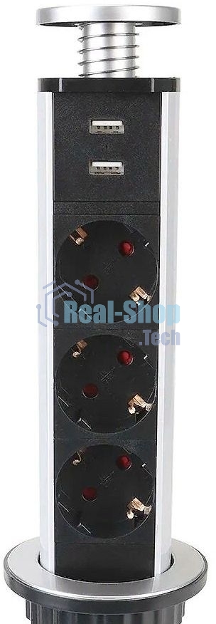 Сетевой разветвитель Premier 3R USB 1.8м (3 розетки) серый (коробка)