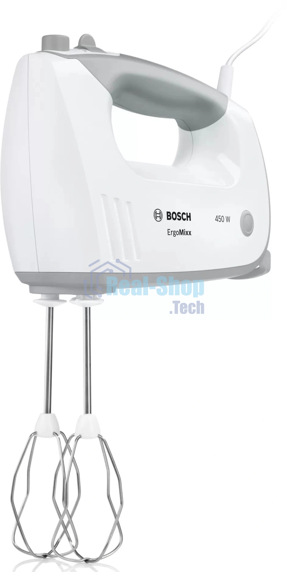 Миксер Bosch MFQ36460 белый/серый, стационарный, 450 Вт, 3 л, 5 скоростей