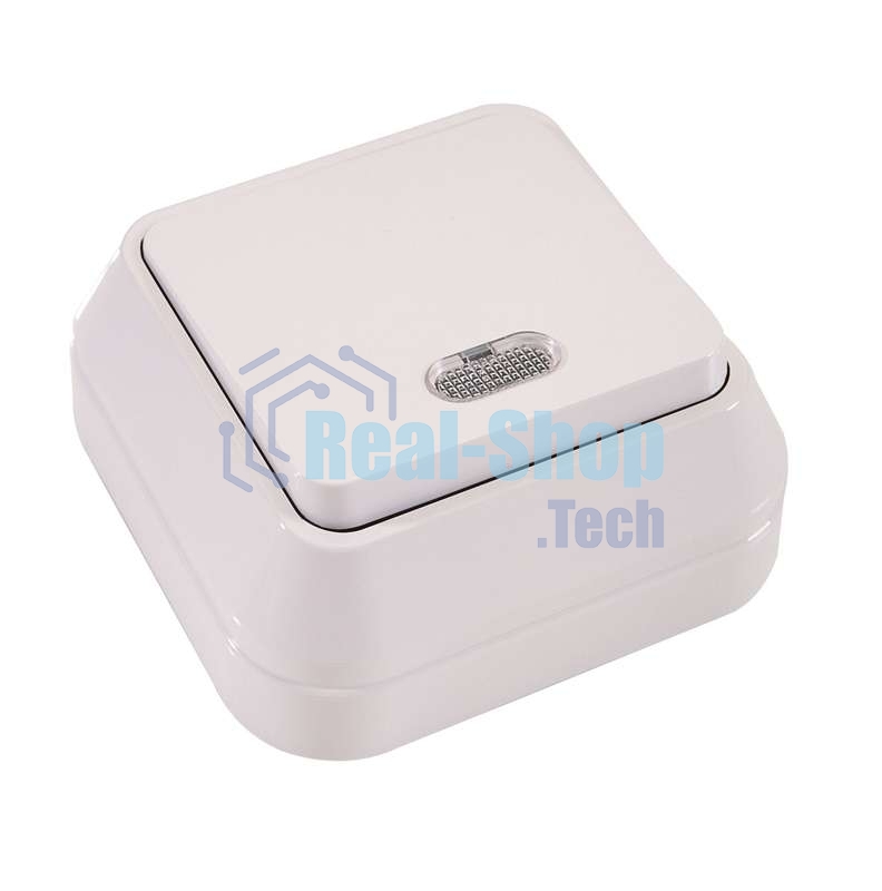 Выключатель 1-кл. Makel ОП 10А IP20 с подсветкой белый