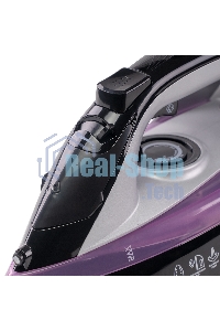 Утюг Galaxy Line GL 6128, фиолетовый с черным, паровой, 2200 Вт, постоянный пар 30 г/мин, паровой удар 140 г/мин, функции: самоочистка, антикапля, антинакипь, функция увлажнения, вертикальное отпаривание, защита от перегрева, индикатор нагрева, керамическ