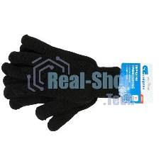 Перчатки трикотажные Сибртех, акрил, двойные, черный, двойная манжета