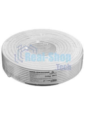 Кабель коаксиальный Cablexpert, RG-6U-CS-2, 75 Ом, 64%, 1 мм, CCS, белый, 100 м