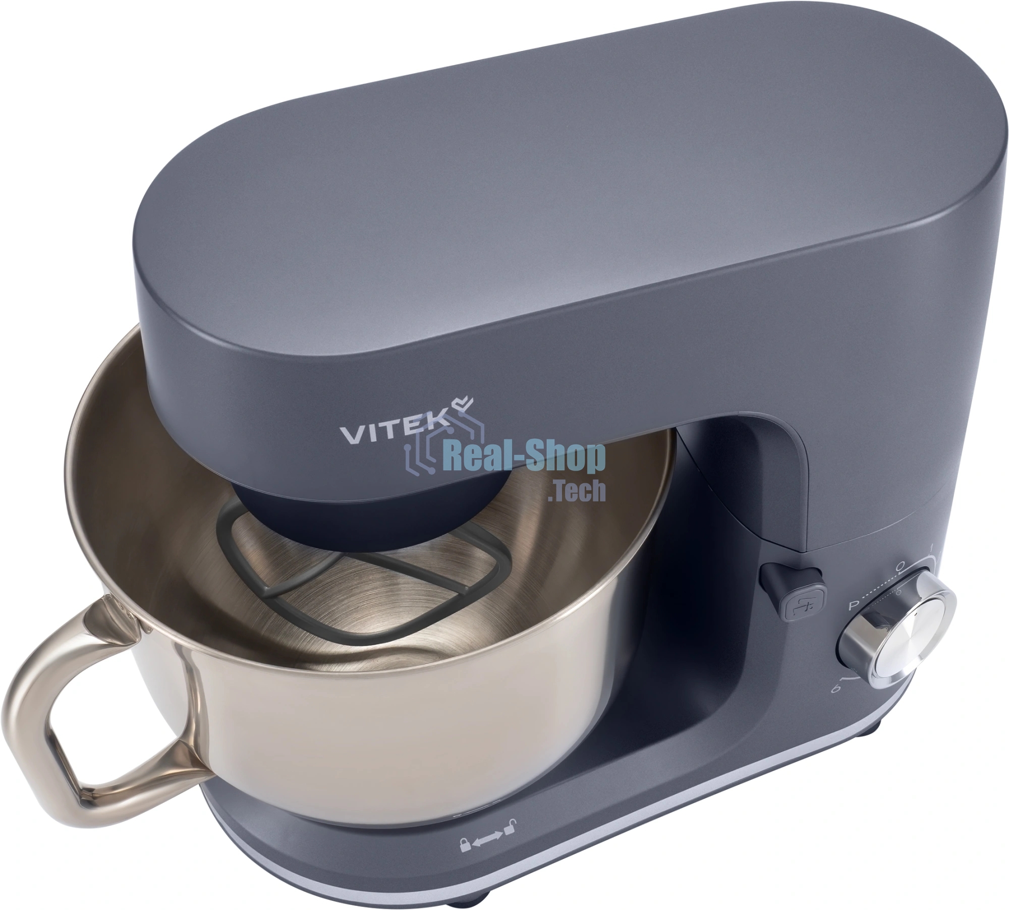 Миксер Vitek VT-PM0660 серый, стационарный, 2000 Вт, 6 л, 6 скоростей