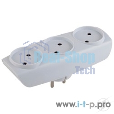 Бытовые удлинители ЭРА SP-3-W белый Тройник 3 гн, без заземл.
