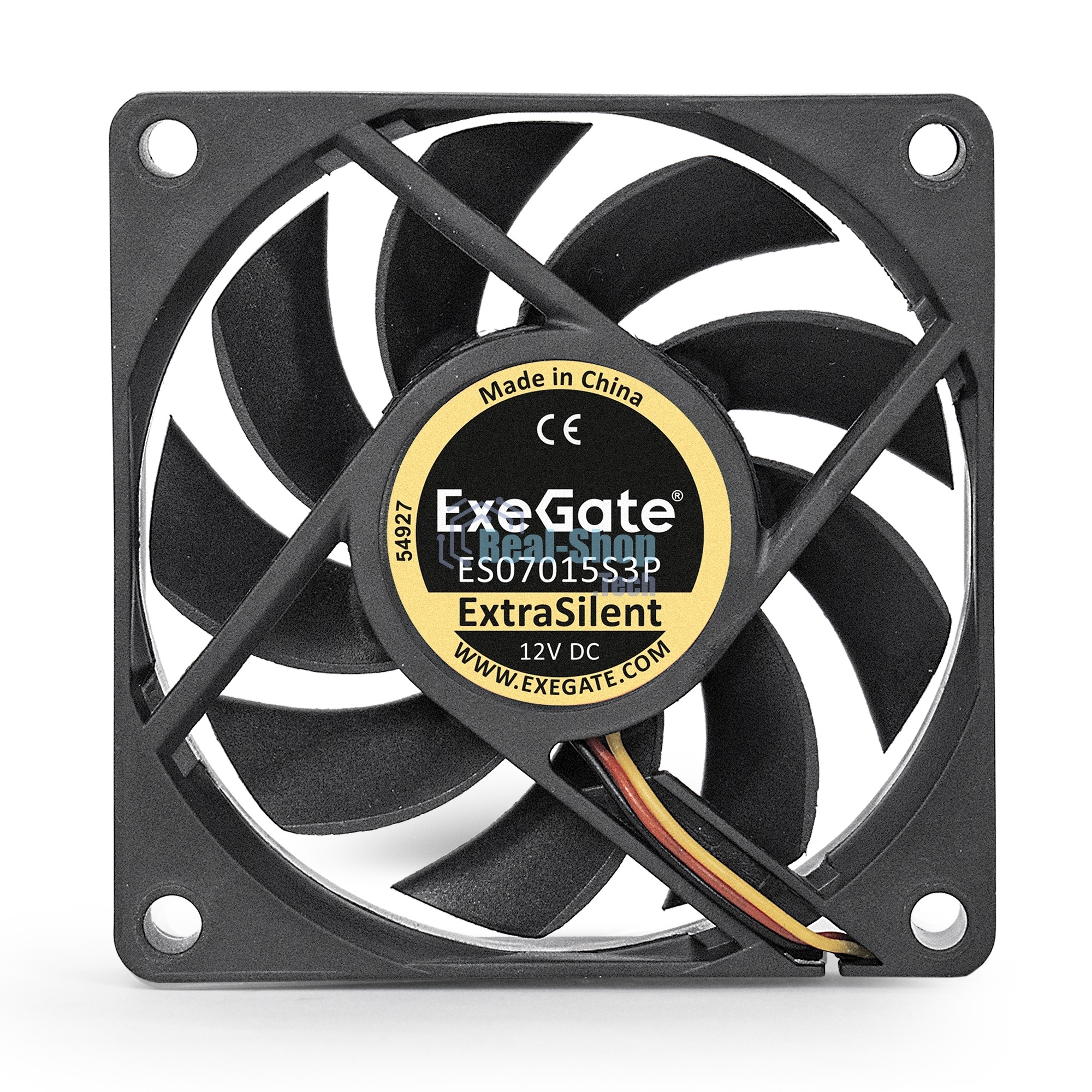 Вентилятор для корпуса ExeGate ExtraSilent ES07015S3P черный, 70 мм, 2000 об/мин, 18 дБ, 3 pin