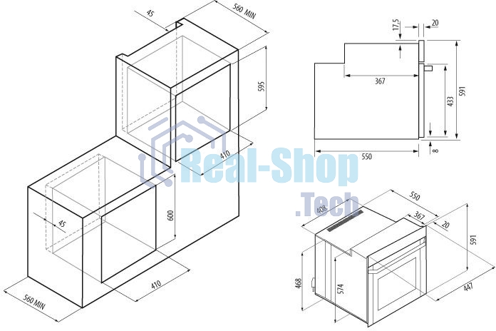 Электрический духовой шкаф Krona CORRENTE 45 WH, встраиваемый