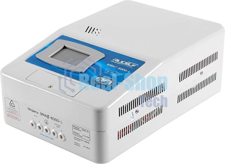 Стабилизатор RUCELF SRW.II-6000-Lоднофазный, цифровой 220В 5000Вт вх.:110-270В настенный