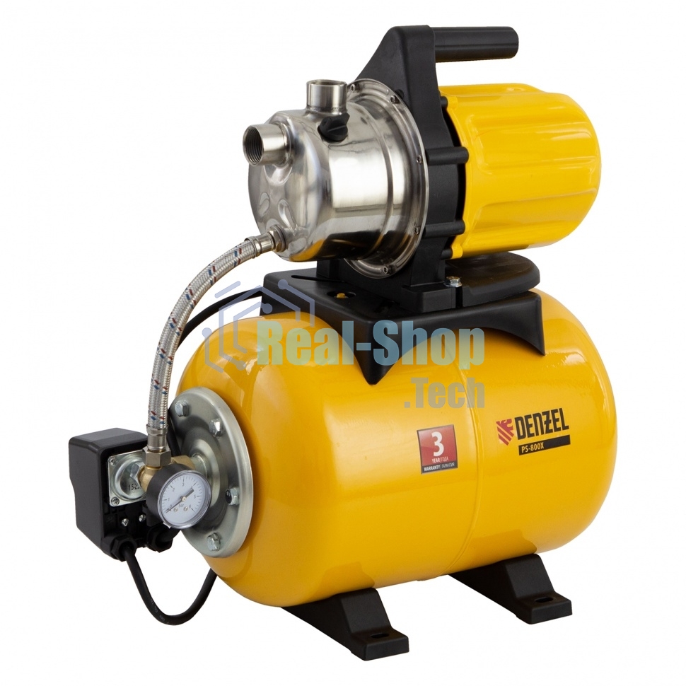 Насосная станция Denzel PS800X автоматическая 800Вт 3200л/ч ресивер 24л подъем 38м