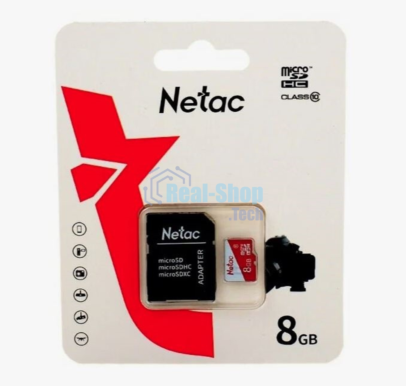 Флеш карта Netac P500 ECO MicroSDHC 8Gb C10 NT02P500ECO-008G-R,, адаптер в комплекте