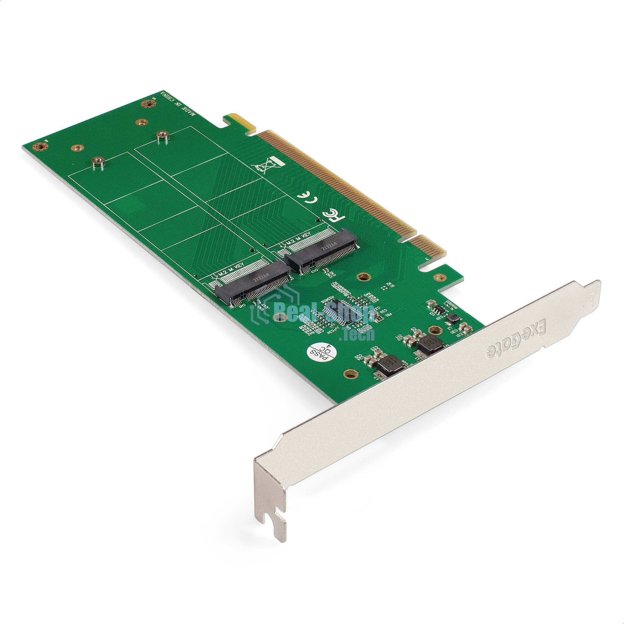 Переходник ExeGate EXE-597E4 (4 x M.2 M key -> PCI-E x16 v3.0, для установки четырех SSD M.2 2230/2242/2260/2280/22110 M key NGFF в слот PCI-E, материнская плата должна быть c функции Bifurcation PCI-E)