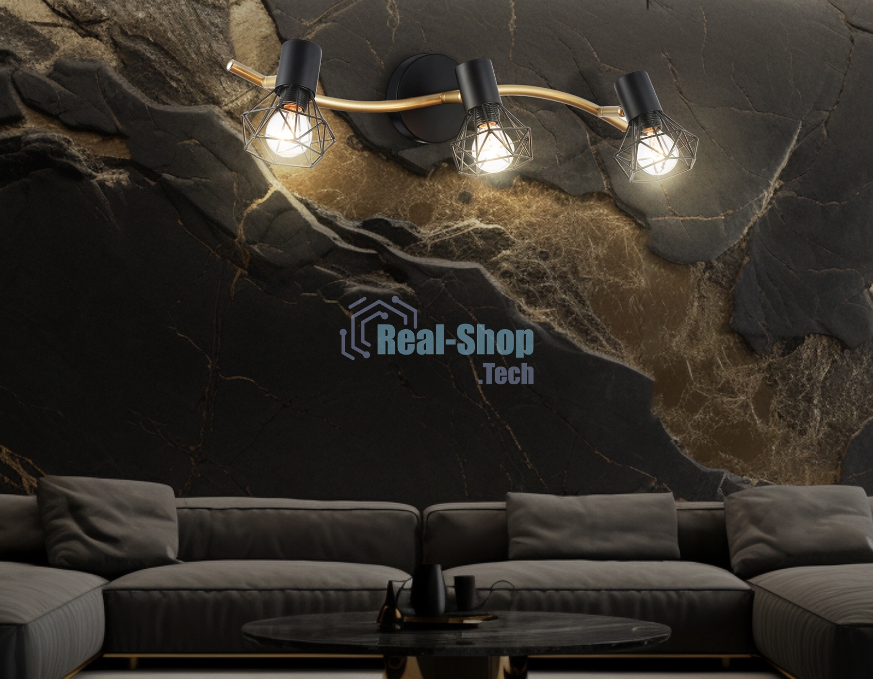 Светильник Ambrella light TR8657/3 BK/GD черный/золото E14/3 max 60W 550*100*185
